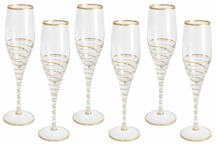 Набор из шести бокалов для шампанского Спираль 