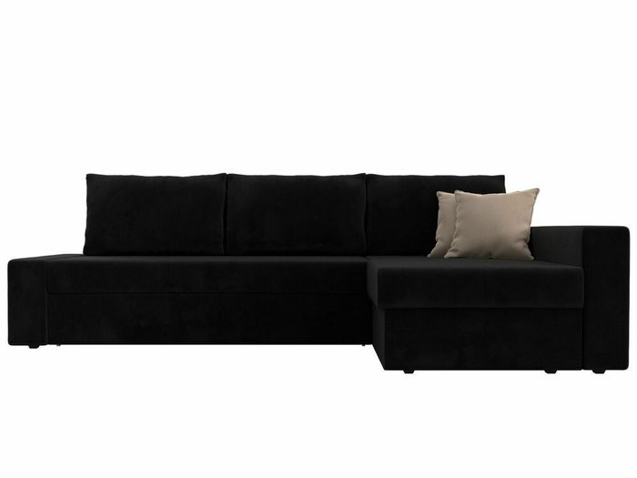 Угловой диван-кровать Версаль черного цвета правый угол - купить Угловые диваны по цене 47999.0