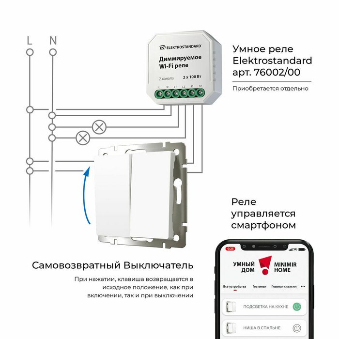 Выключатель двухклавишный с самовозвратом белый W1122401 Встраиваемые механизмы белые - лучшие Выключатели в INMYROOM Выключатель двухклавишный с самовозвратом белый W1122401 Встраиваемые механизмы белые - лучшие Выключатели в INMYROOM