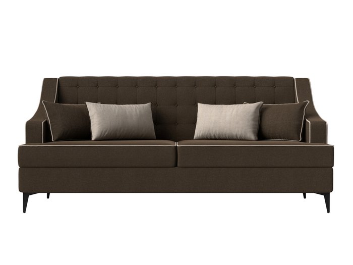 Прямой диван Марк коричневого цвета с бежевым кантом - купить Прямые диваны по цене 45999.0