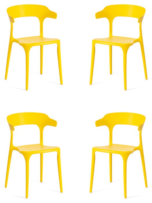 Набор из четырех стульев Ton желтого цвета