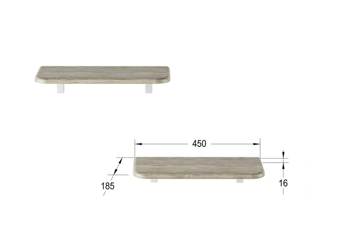 Комплект из двух полок Сочи цвета дуб беленый   - купить Полки по цене 1279.0