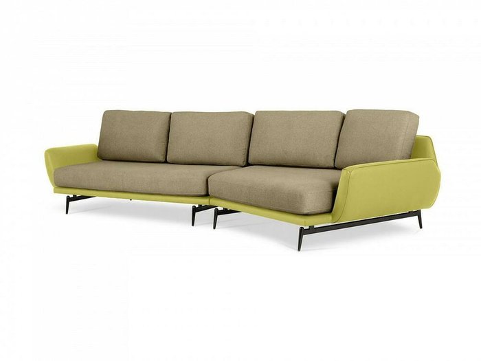 Угловой диван правый Ispani коричнево-зеленого цвета - купить Угловые диваны по цене 165420.0