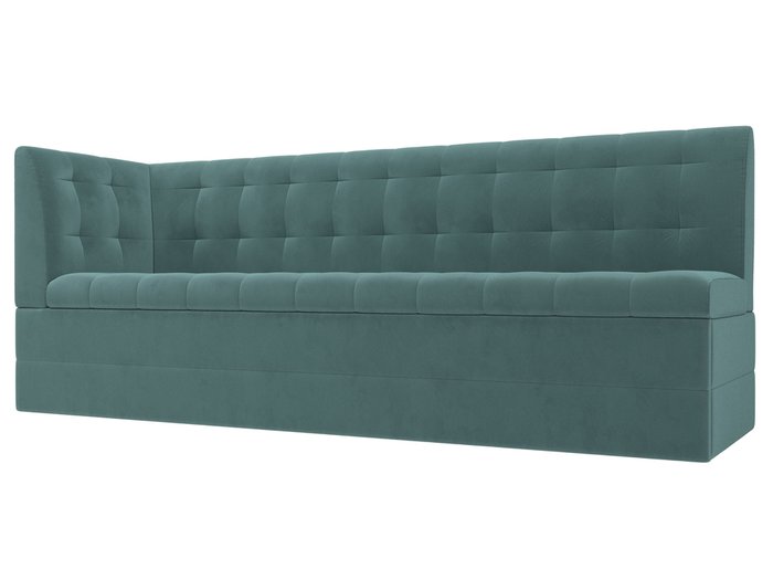 Угловой диван-кровать Бриз бирюзового цвета с углом слева