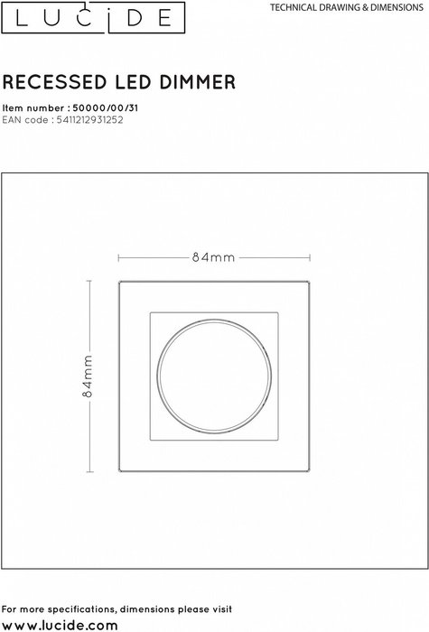 Диммер роторный Recessed Wall Dimmer Nl 50000/00/31 - лучшие Выключатели в INMYROOM