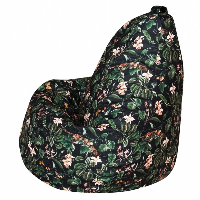 Кресло-мешок Груша L Джунгли черно-зеленого цвета - купить Бескаркасная мебель по цене 2890.0