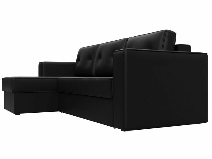 Угловой диван-кровать Принстон черного цвета левый угол (экокожа) - лучшие Угловые диваны в INMYROOM