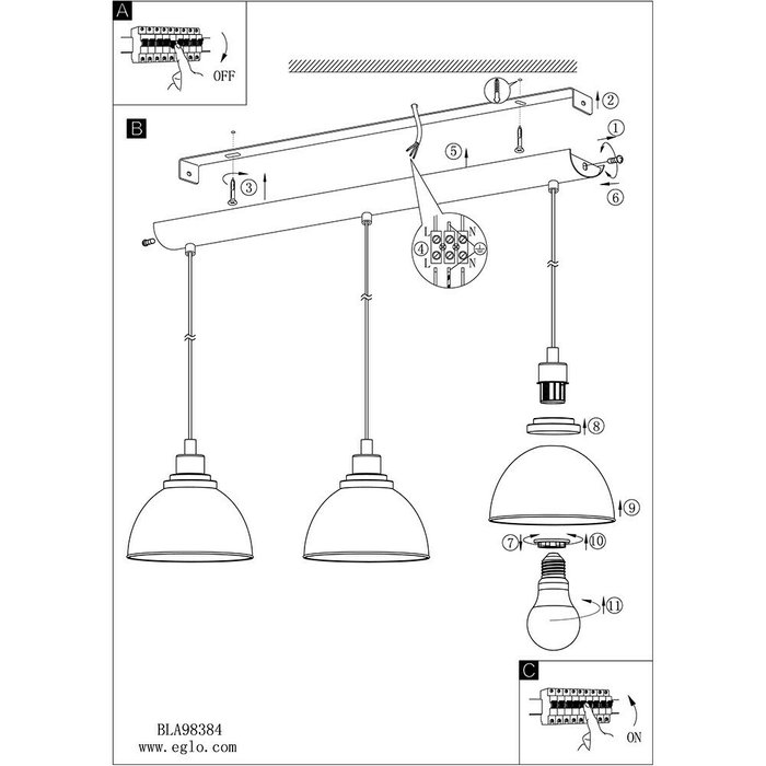 Подвесной светильник Beleser с черными плафонами - купить Подвесные люстры по цене 27490.0