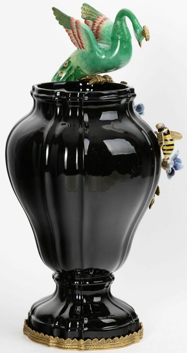 Ваза с павлином черно-зеленого цвета - лучшие Вазы в INMYROOM Ваза с павлином черно-зеленого цвета - лучшие Вазы в INMYROOM