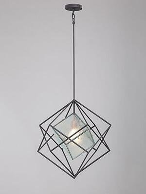 Подвесной светильник из металла и стекла 