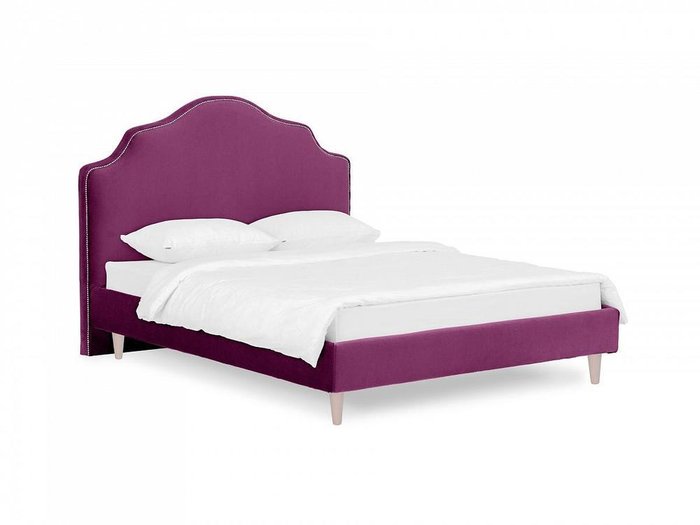 Кровать Queen II Victoria L 160х200 пурпурного цвета с бежевыми ножками 