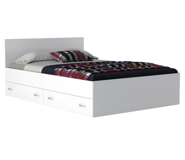 Кровать Виктория 120х200 белого цвета с ящиками и матрасом