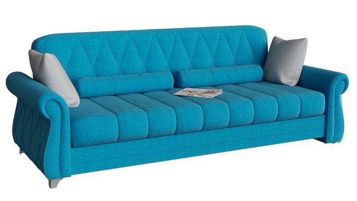 Диван-кровать прямой Эвора голубого цвета - купить Прямые диваны по цене 21650.0