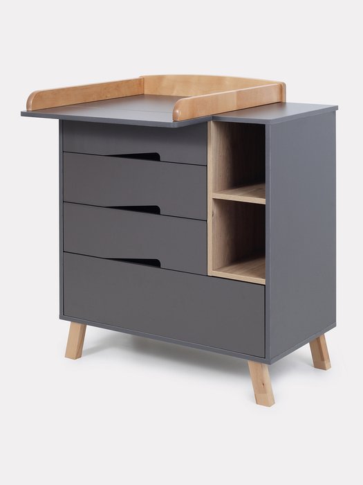 Пеленальный комод Lago Pro темно-серого цвета с органайзером Пеленальный комод Lago Pro темно-серого цвета с органайзером