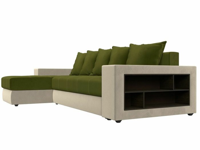 Угловой диван-кровать зелено-бежевого цвета Дубай левый угол - лучшие Угловые диваны в INMYROOM