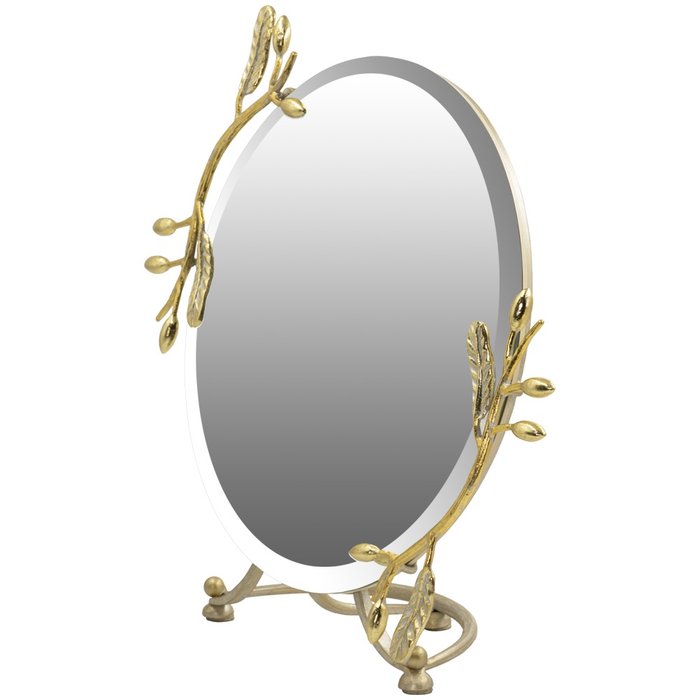 Настольное зеркало Oliva Branch бело-золотого цвета - лучшие Настольные зеркала в INMYROOM