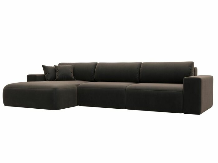 Угловой диван-кровать Лига 036 Классик Лонг коричневого цвета левый угол