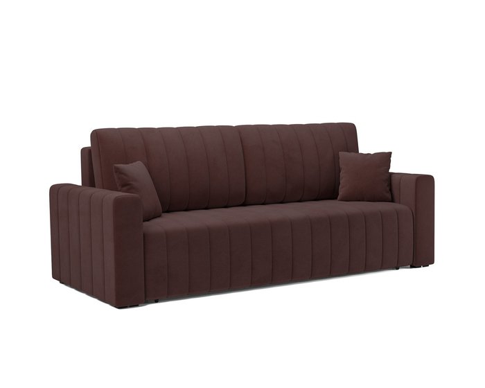 Прямой диван-кровать Лондон темно-коричневого цвета