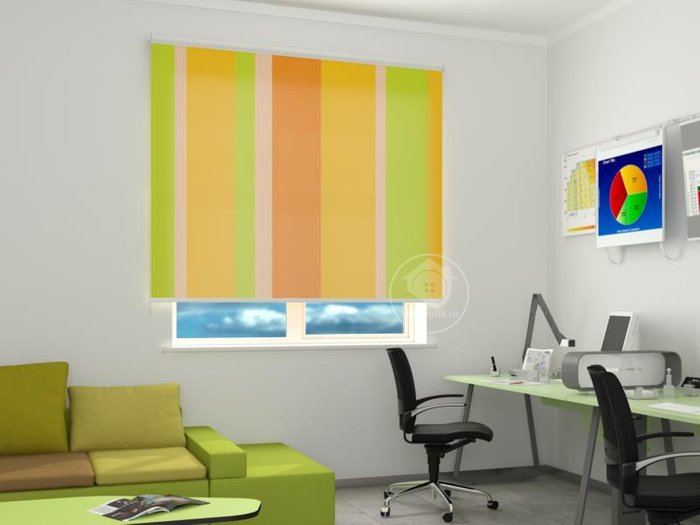 Рулонные шторы в офис: Цитрусовые полосы - купить Шторы по цене 2499.0
