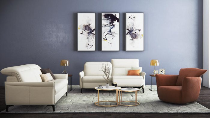 Прямой диван Juno темно-синего цвета - купить Прямые диваны по цене 285572.0