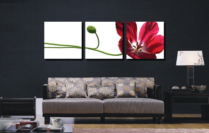 Триптих на холсте "Раскрытый тюльпан" - купить Принты по цене 3890.0