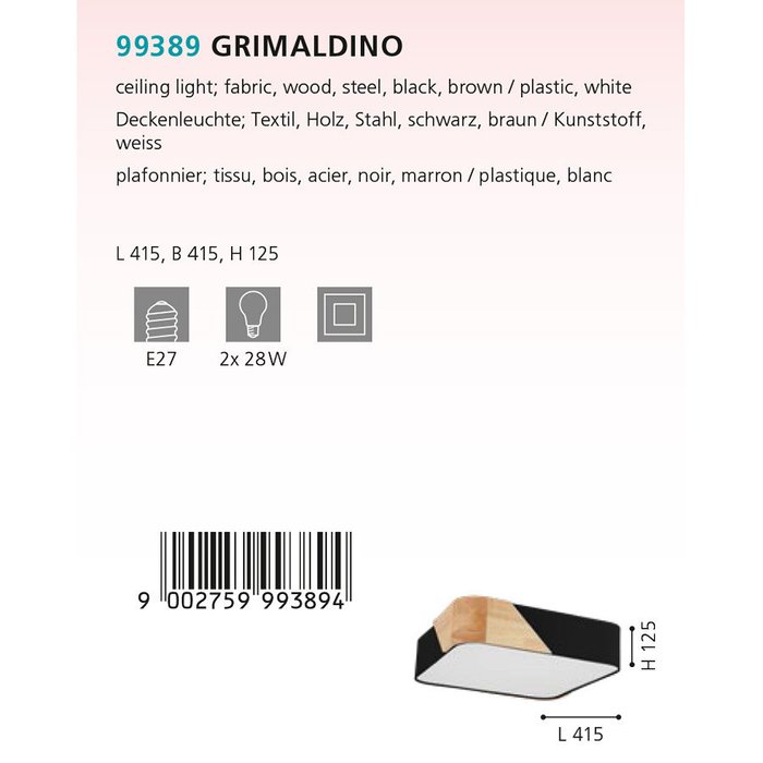 Светильник потолочный Eglo Grimaldino 99389 - купить Потолочные светильники по цене 22590.0