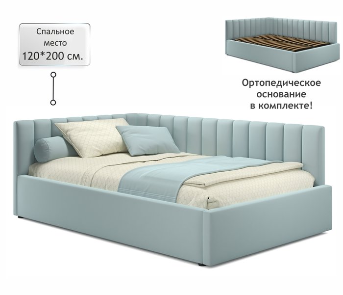 Кровать Milena 120х200 голубого цвета без подъемного механизма - купить Кровати для спальни по цене 20990.0