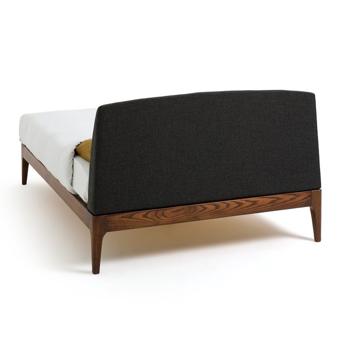 Кровать с основой под матрас и изголовьем Agura 160х200 серого цвета - лучшие Кровати для спальни в INMYROOM