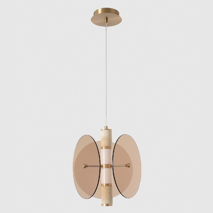 Подвесной светильник AMARILLO SP12W LED BRASS (стекло, цвет янтарный) - купить Подвесные светильники по цене 9300.0