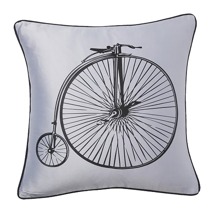 Подушка с принтом Retro Bicycle Grey