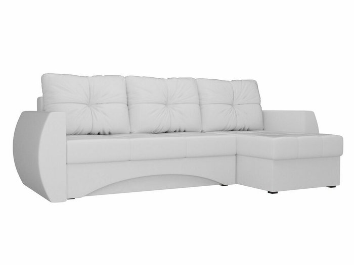 Угловой диван-кровать Сатурн белого цвета (экокожа) правый угол