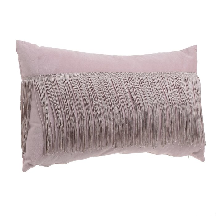 Подушка с бахромой розового цвета