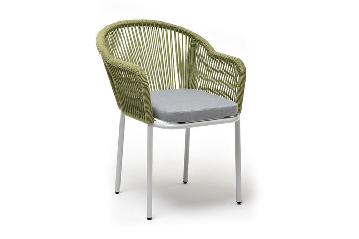 Стул Лион зелено-серого цвета с белыми ножками - купить Садовые стулья по цене 21000.0