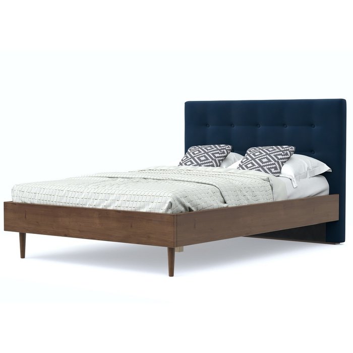 Кровать Альмена 120x200 коричнево-синего цвета Кровать Альмена 120x200 коричнево-синего цвета