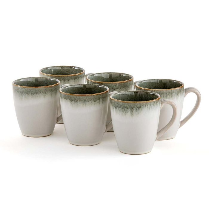 Комплект из шести кружек Paloum серо-зеленого цвета - купить Для чая и кофе по цене 3538.0