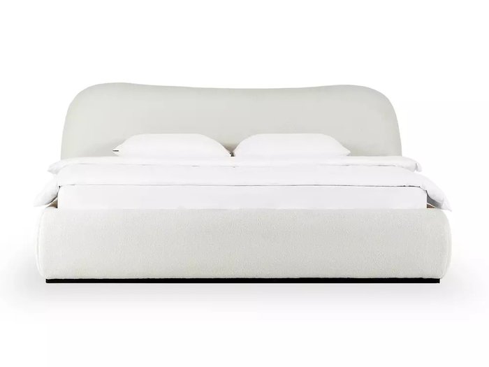 Кровать Patti 180х200 в обивке из букле белого цвета без подъемного механизма