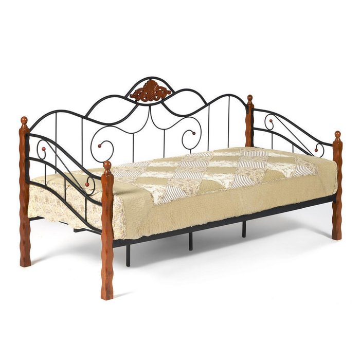 Кушетка-кровать Canzona Wood slat base 90х200 черно-коричневого цвета  - лучшие Кушетки в INMYROOM