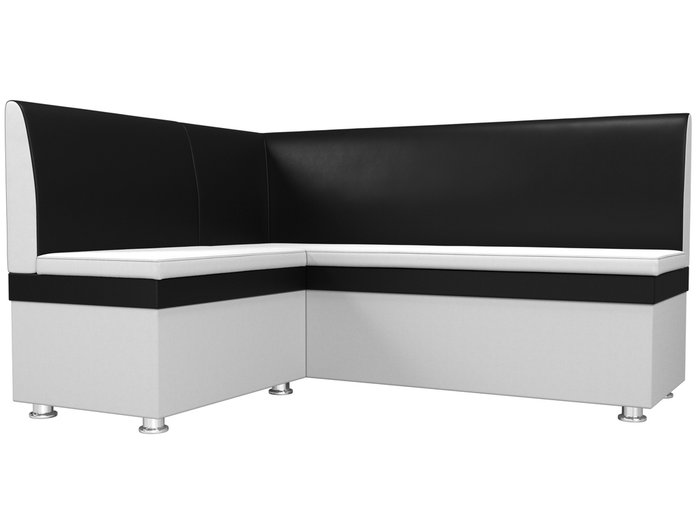 Угловой диван Уют черно-белого цвета (экокожа) левый угол