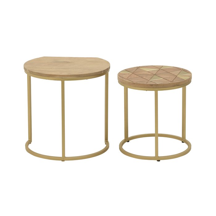 Набор из двух кофейных столиков бежево-золотого цвета - купить Кофейные столики по цене 29980.0