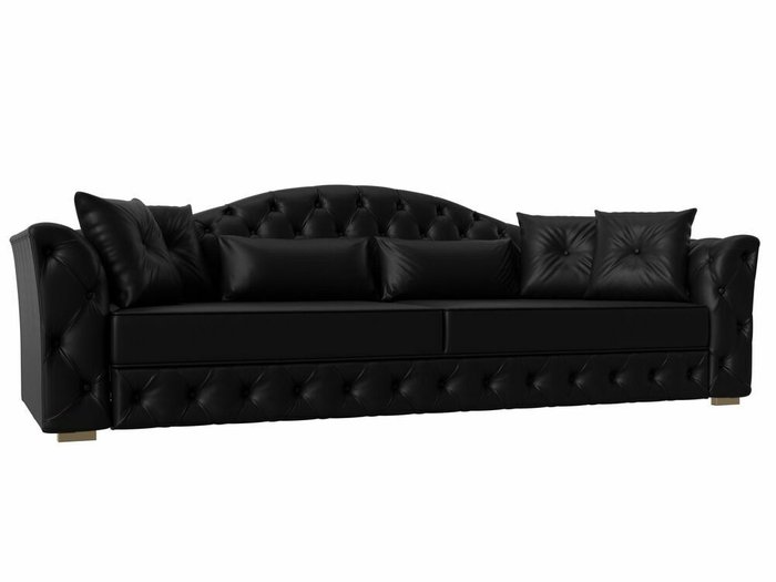 Прямой диван-кровать Артис черного цвета (экокожа)