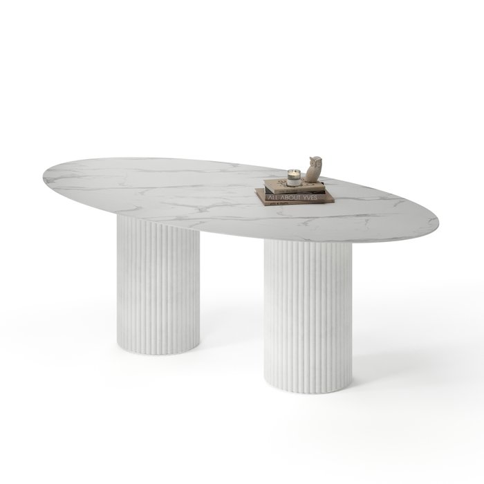 Овальный обеденный стол Хедус белого цвета - купить Обеденные столы по цене 121214.0