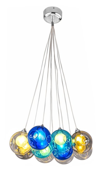Подвесная люстра Bocci blue с разноцветными плафонами  - купить Подвесные люстры по цене 25800.0