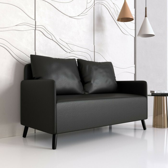 Диван Будапешт 150 черного цвета (экокожа) - лучшие Прямые диваны в INMYROOM