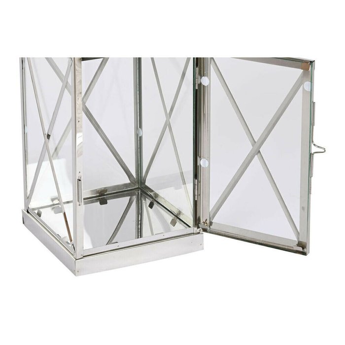 Фонарь Home ESPRIT Серебристый Стеклянный Сталь хром 22 x 20 x 50 cm (4 Предметы) - лучшие Подсвечники в INMYROOM