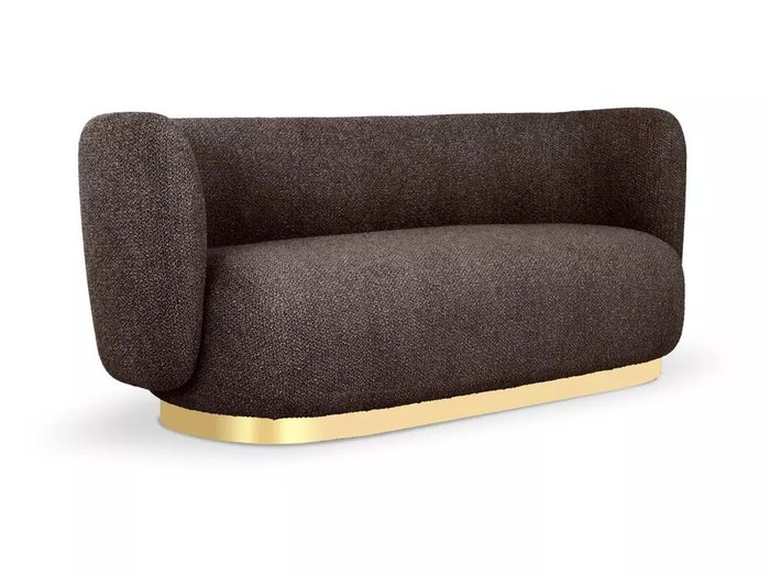 Диван Lucca L темно-серого цвета с золотым основанием  - купить Прямые диваны по цене 103680.0