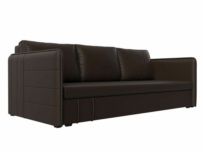 Прямой диван-кровать Слим коричневого цвета (экокожа)