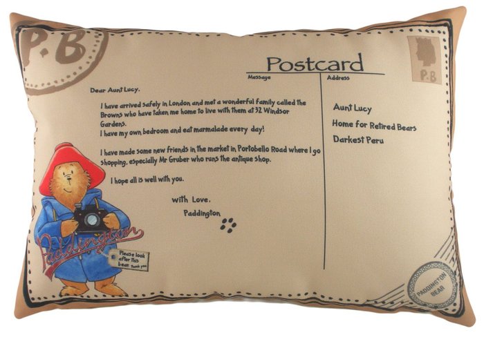 Подушка с принтом Paddington Postcard 