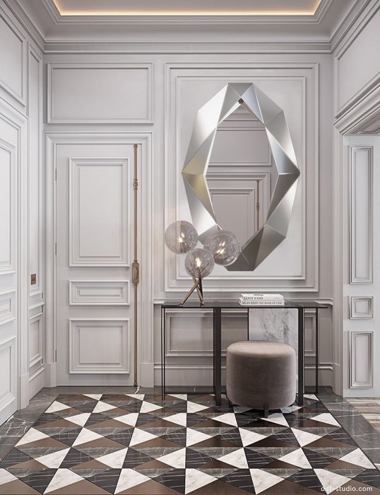 Интерьерное зеркало Silver Mirror Geometry в декоративной раме - лучшие Настенные зеркала в INMYROOM
