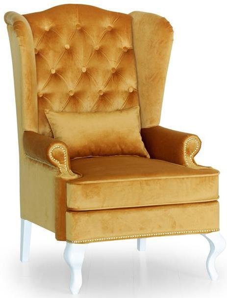 Кресло каминное Largo с ушками дизайн 13 желтого цвета