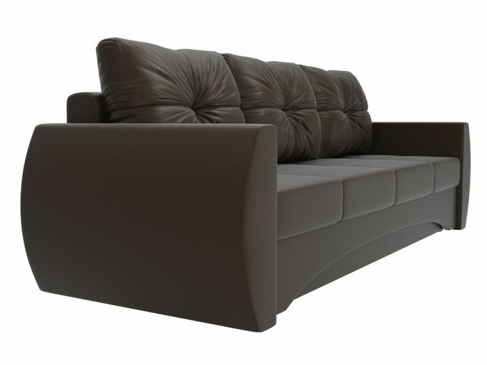Прямой диван-кровать Сатурн темно-коричневого цвета (экокожа) - лучшие Прямые диваны в INMYROOM